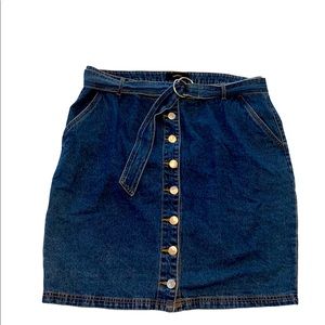 Forever 21+ denim button up knee length skirt . Belt included 2X